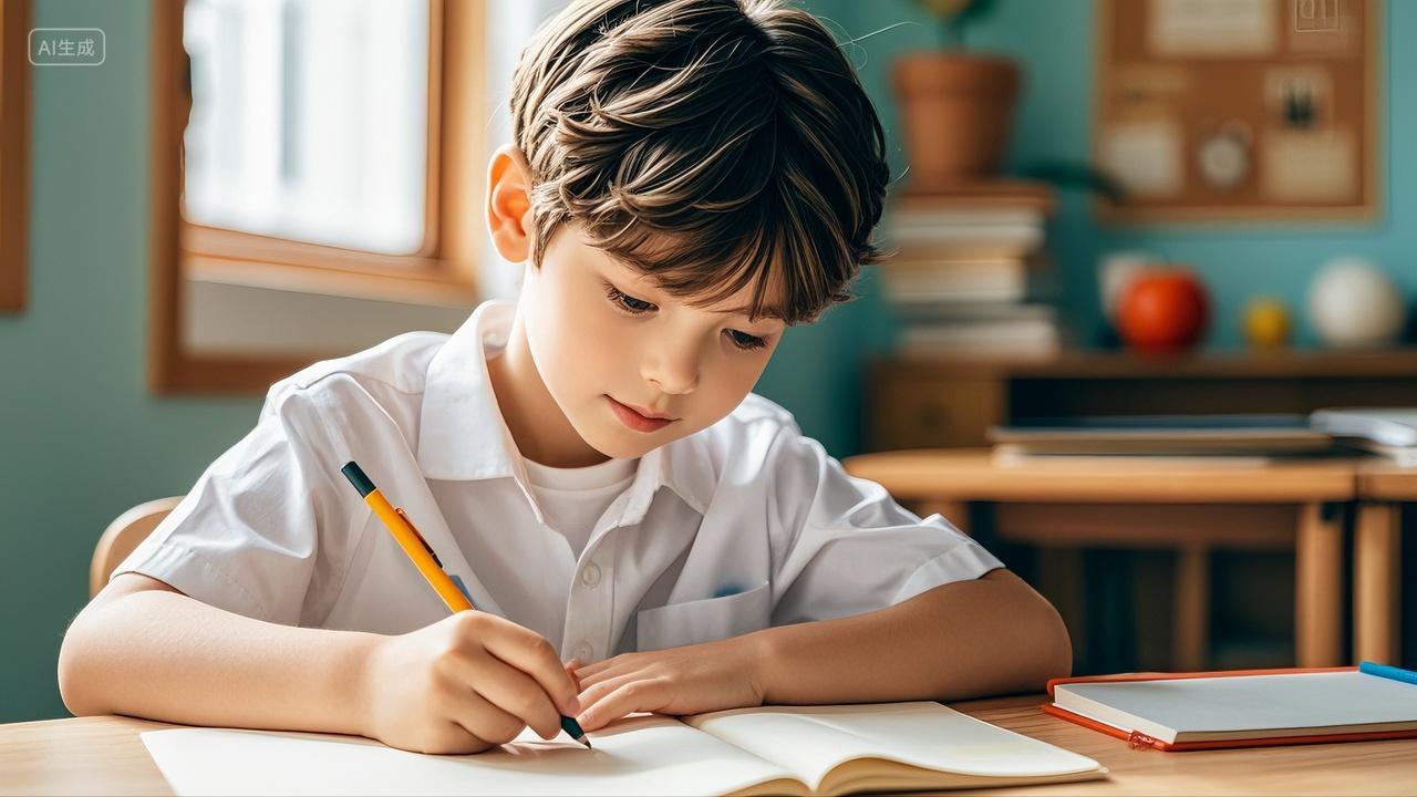 教室里小朋友写字学习知识教育文化