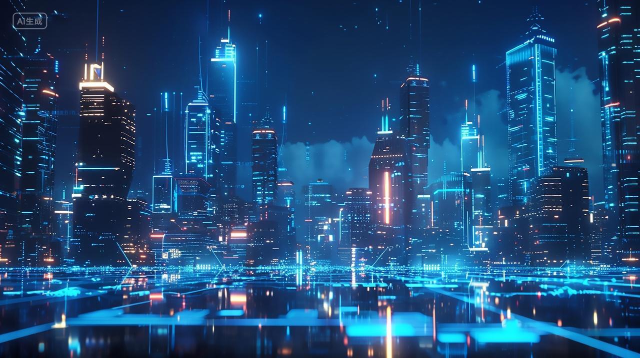 商务蓝色科技智能城市5G智慧城市