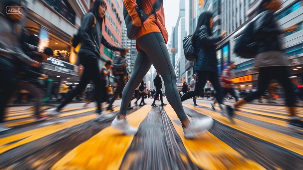 斑马线忙碌的人群脚步商务上班族