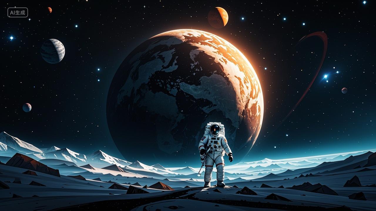 宇航员太空探索星球背景风景壁纸
