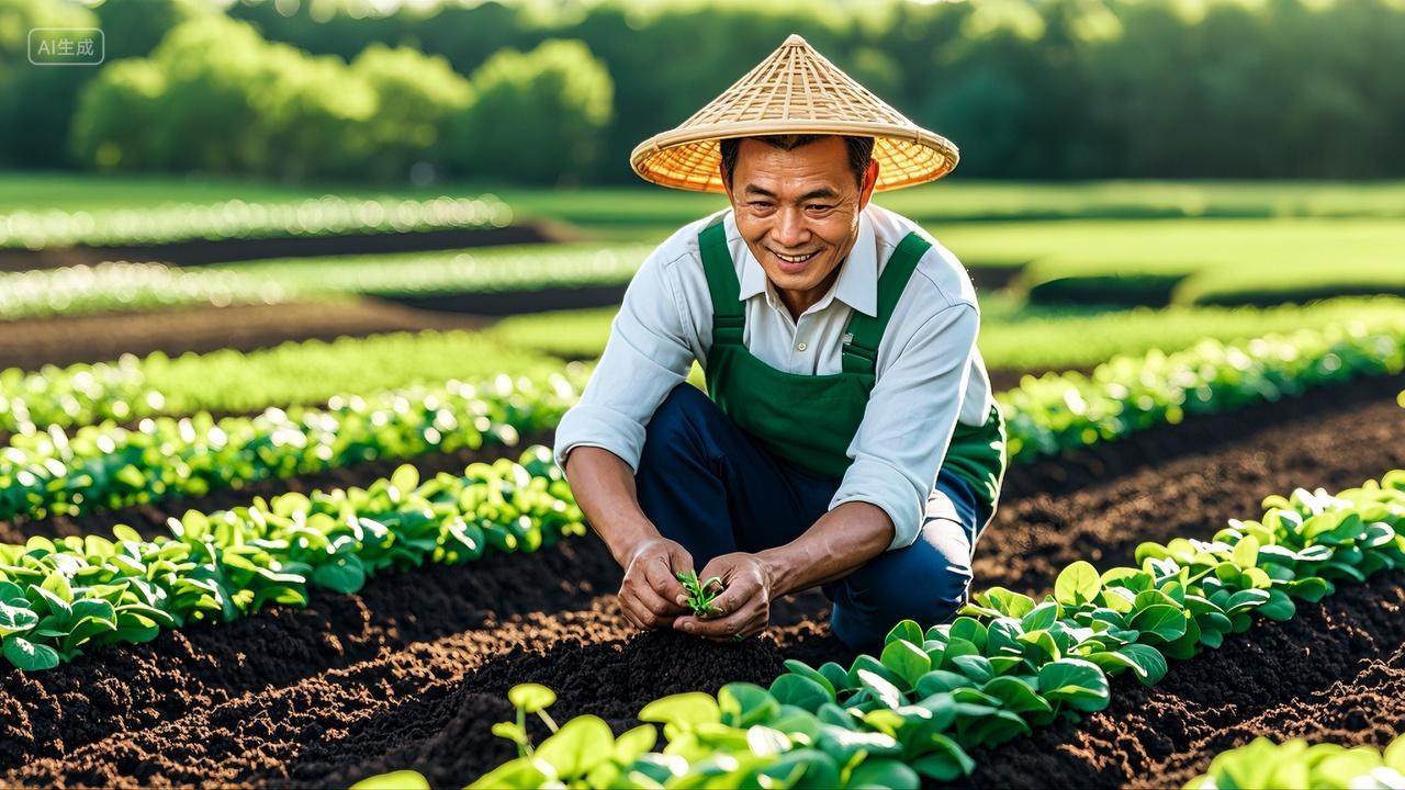 农民在农田里种植幼苗农业播种春天立春春分