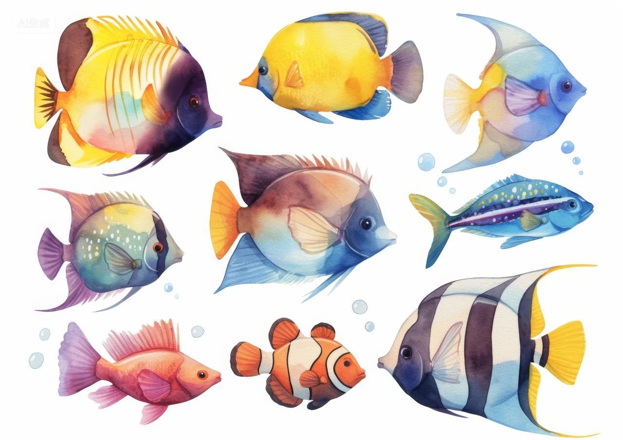 五彩斑斓的海洋鱼类元素