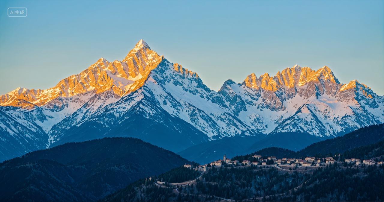 日出雪山山峰电脑壁纸