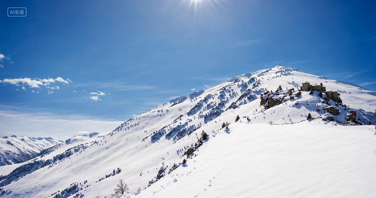 阳光下雪山山峰电脑壁纸