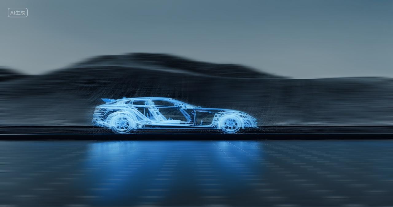 疾驰中蓝色汽车