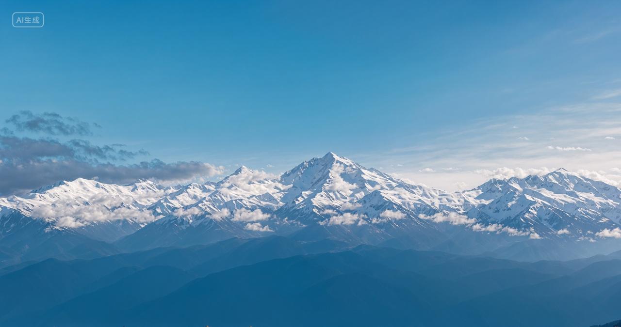云山山峰雪山自然风景