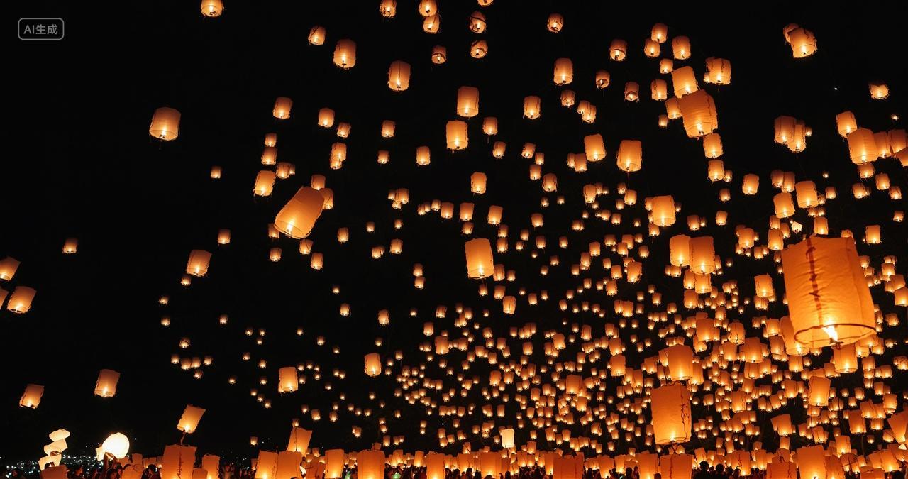 满天天灯中秋节中元节