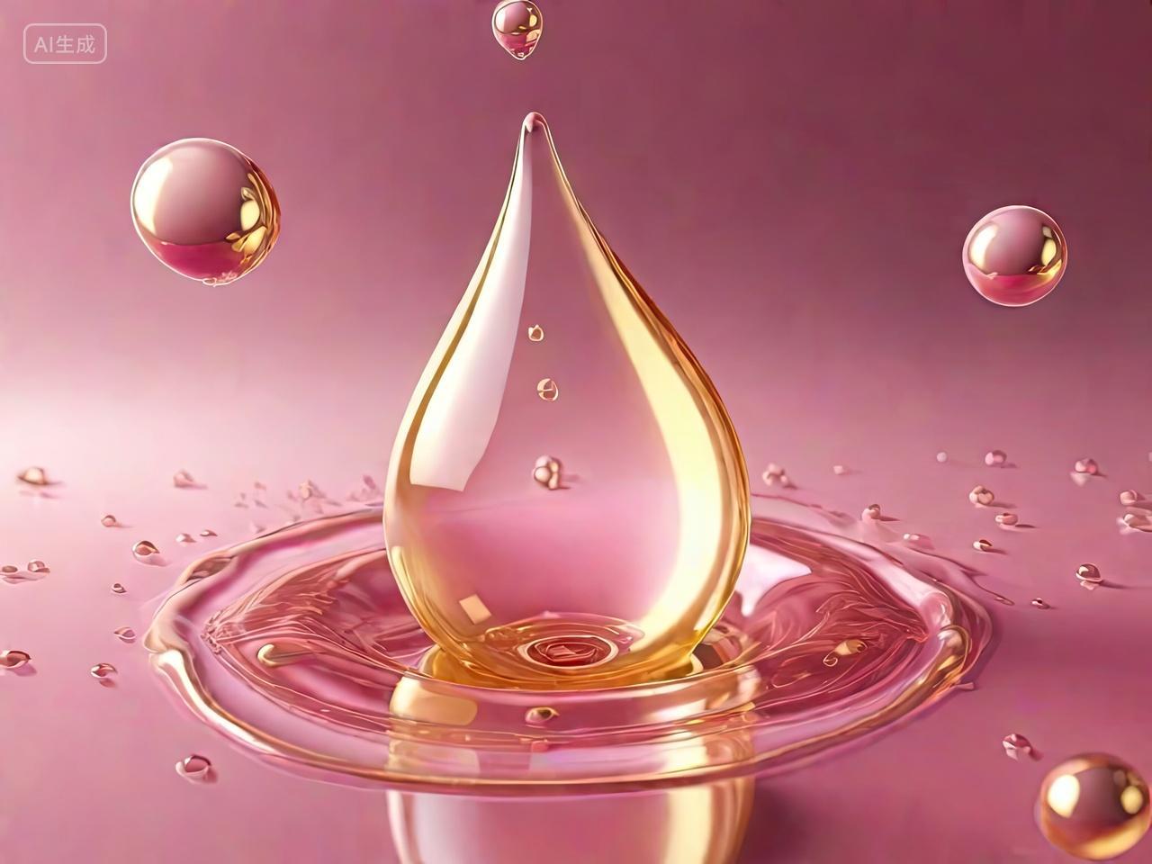 医美图片透明精油精华金色精油滴入效果