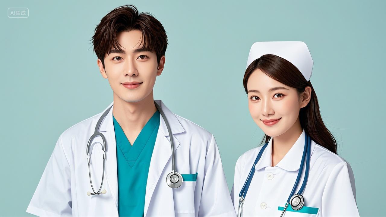 一个男医生和女护士护士节512医师节