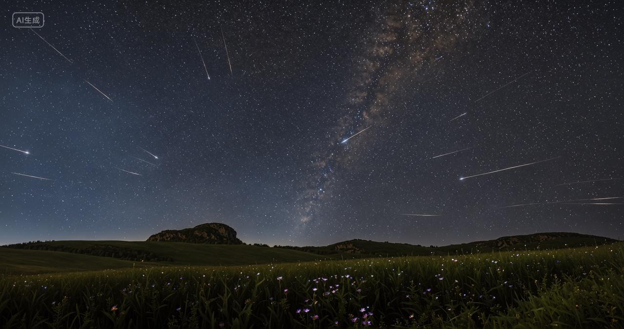夜晚草原星空自然风景