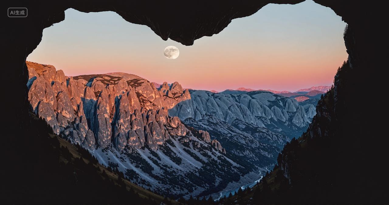 爱心剪影山川山峰自然风景