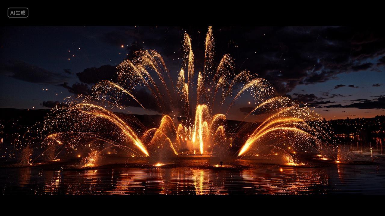 中国非遗打铁花表演