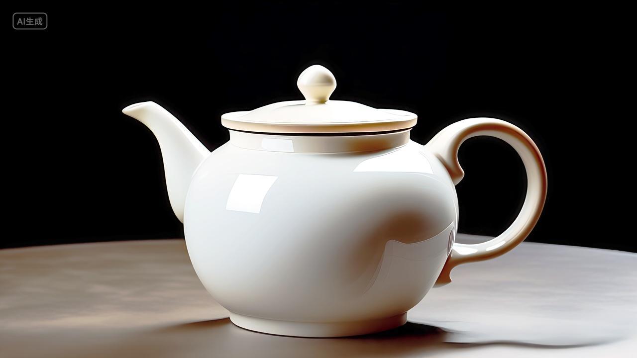 高雅大方的简约风格白色光泽茶壶茶道宣传素材