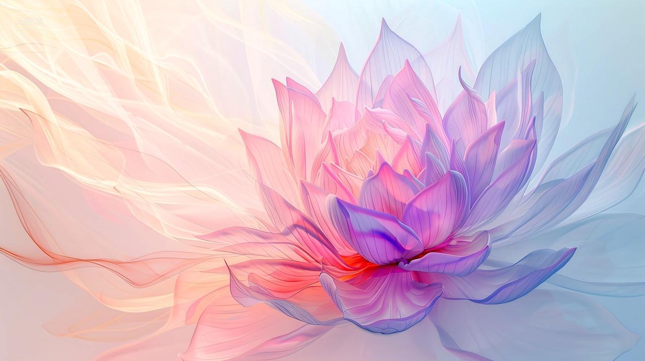 3D唯美柔软质感荷叶荷花的创意艺术背景