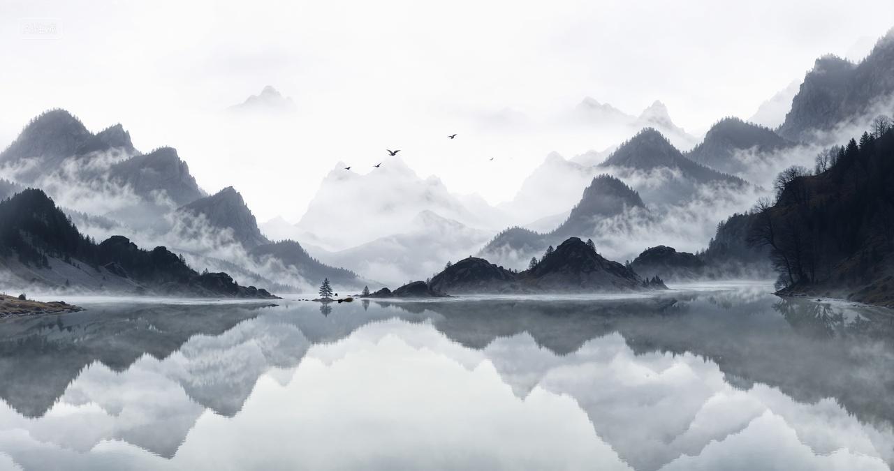 水墨山水山峰中国风背景