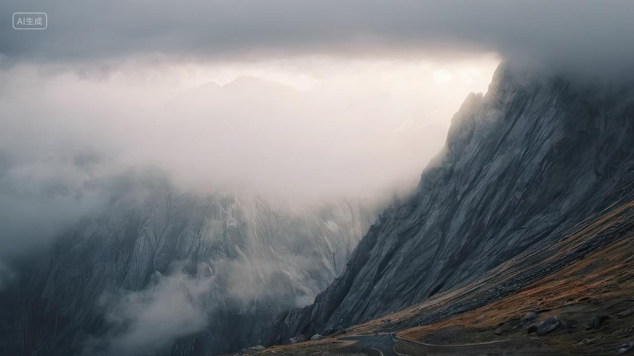 云雾缭绕的山峰山脊大山自然风景