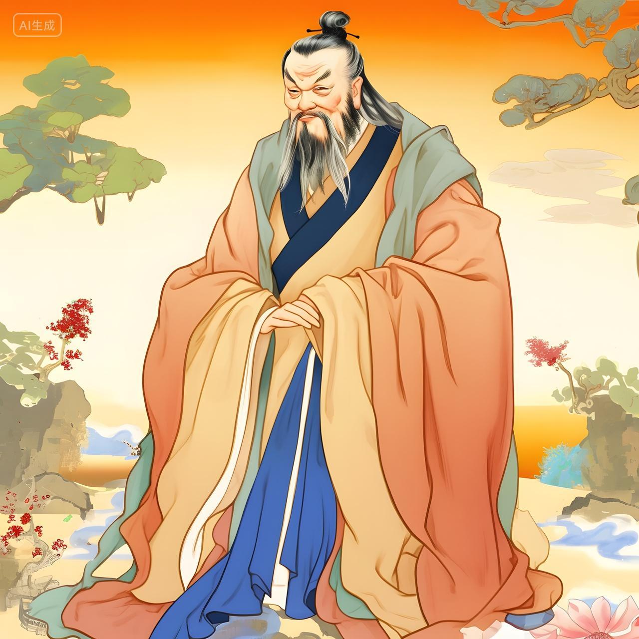 古代人物古风风格孔子人物的图片