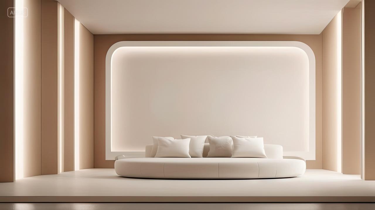 3D简约室内场景沙发和抱枕