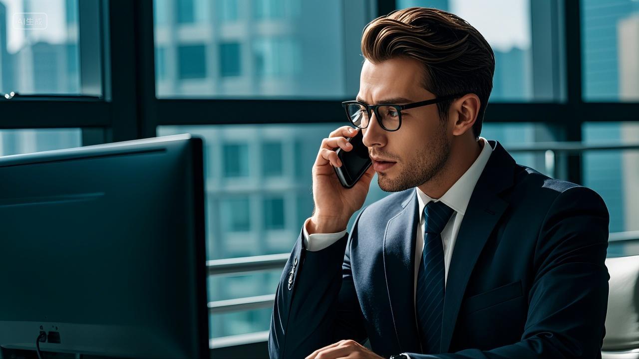 商务人士办公打电话特写商务洽谈