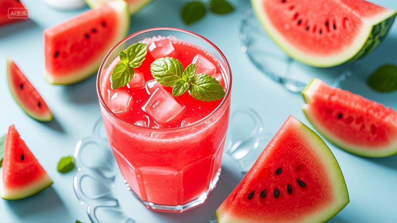 新鲜鲜榨冰镇西瓜汁夏季消暑夏至小暑大暑入伏
