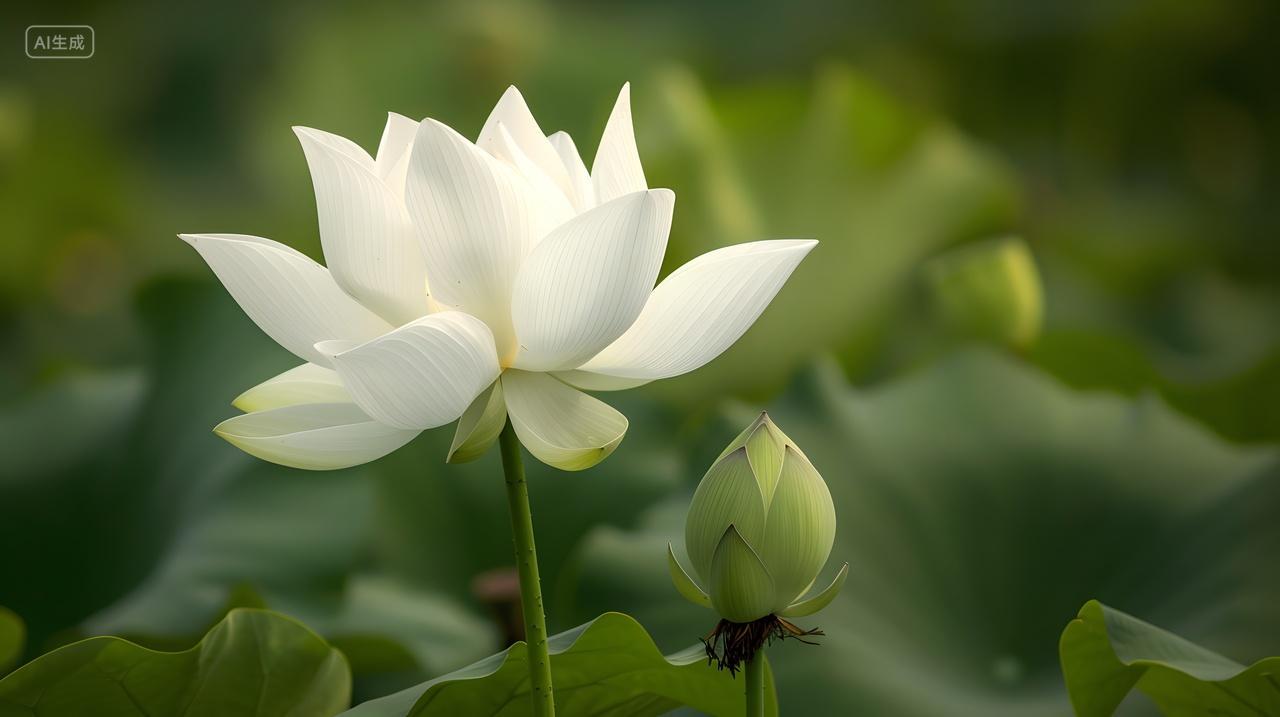 白莲花盛开特写壁纸