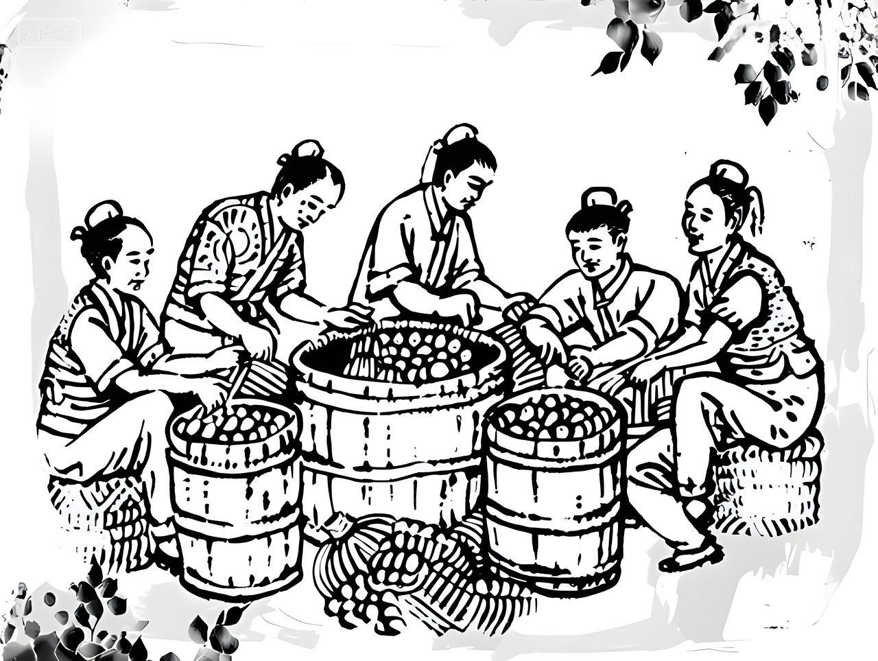 酒业古风风格酒文化浸米酿酒的图片