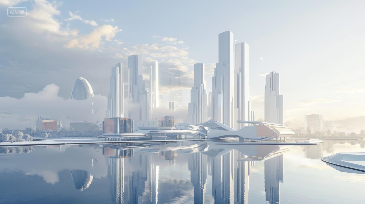 白色科技未来都市背景