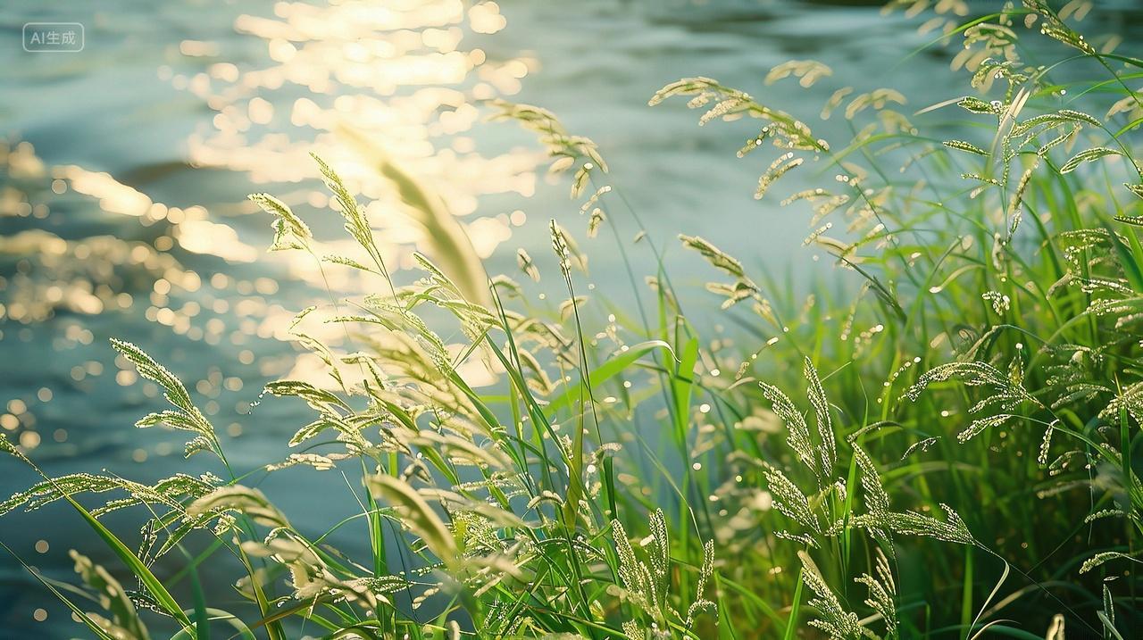河边绿色的芦苇