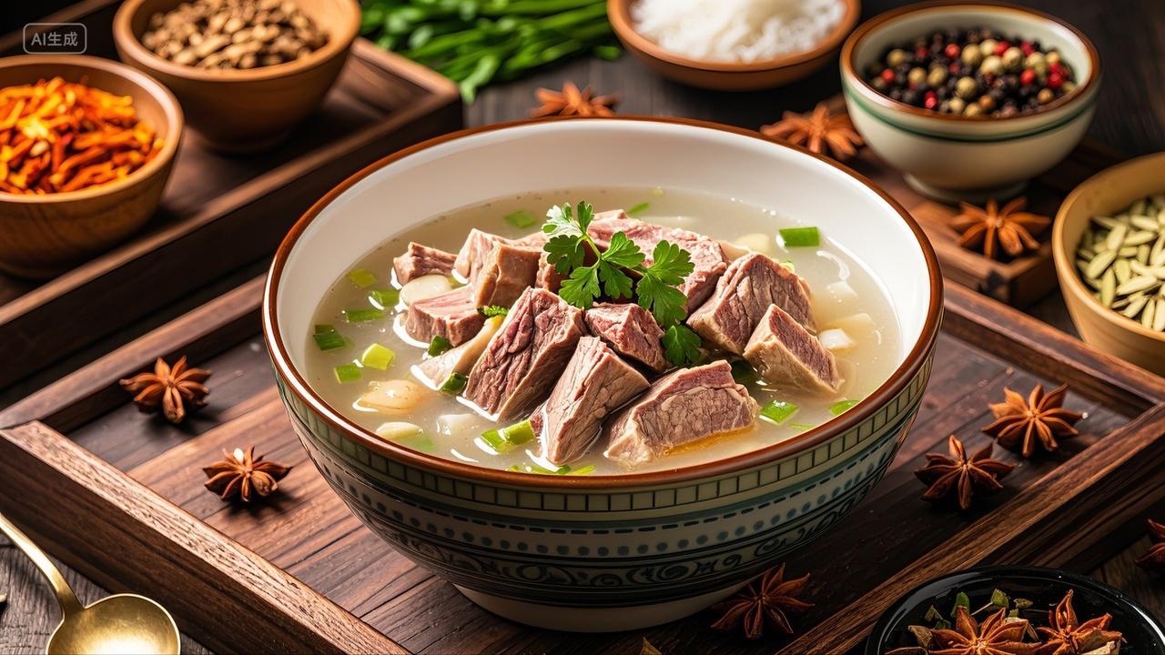 一碗羊肉汤汤品餐饮美食背景