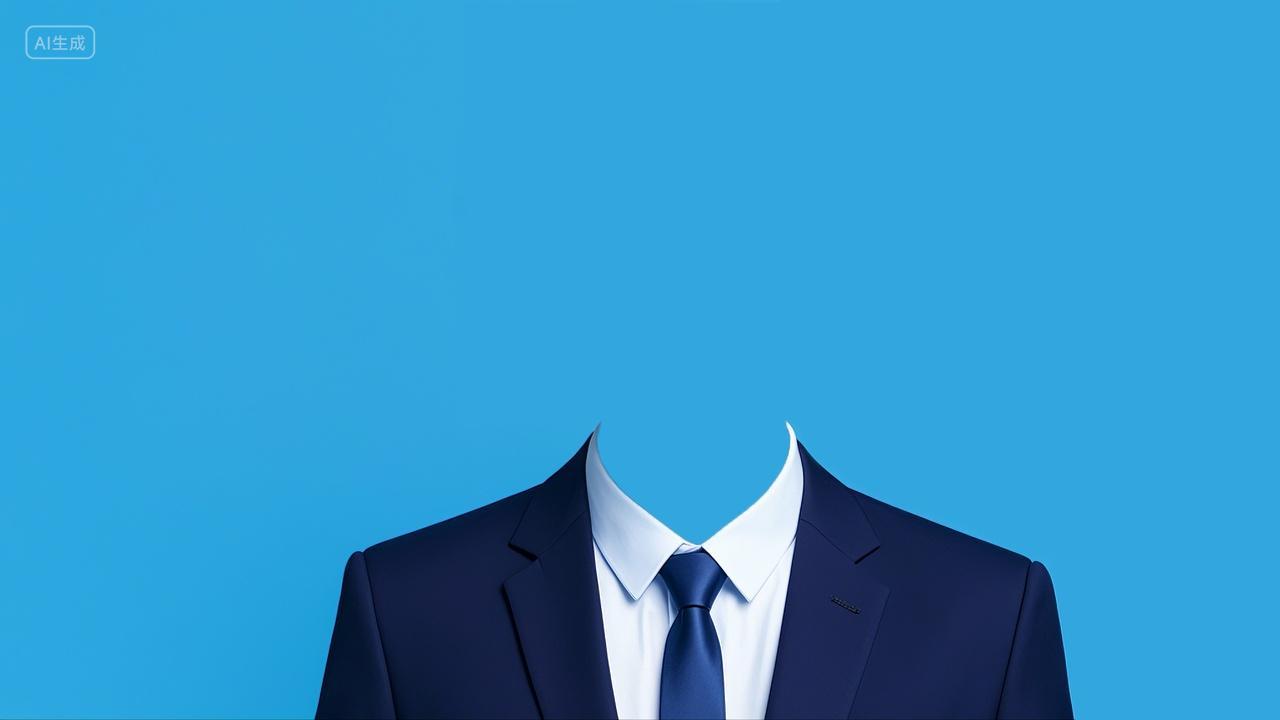 蓝底男士西装证件照模板