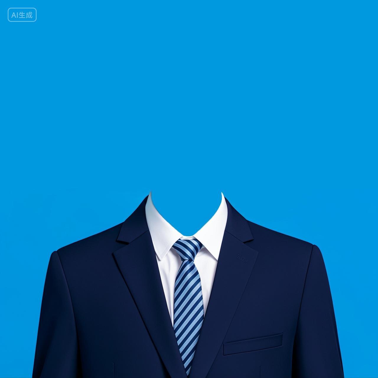 蓝底男士西装证件照模板