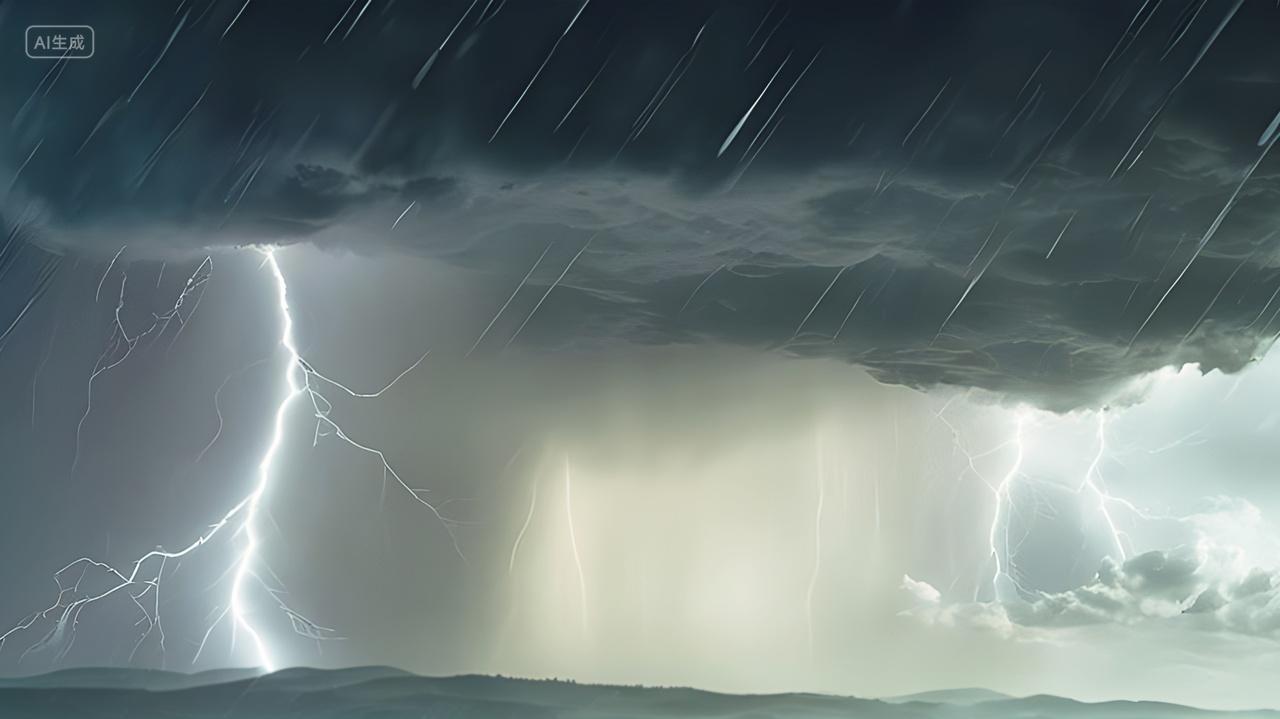 打台风强台风乌云密布打雷闪电暴雨海平面雷雨天气电脑背景壁纸