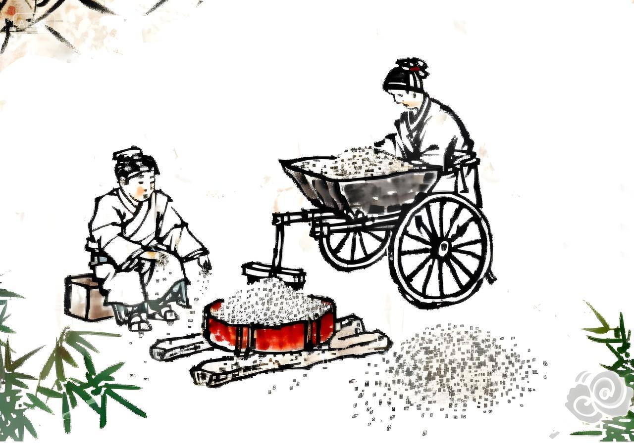 酒文化古风正面拍摄酿酒步骤入窑的图片