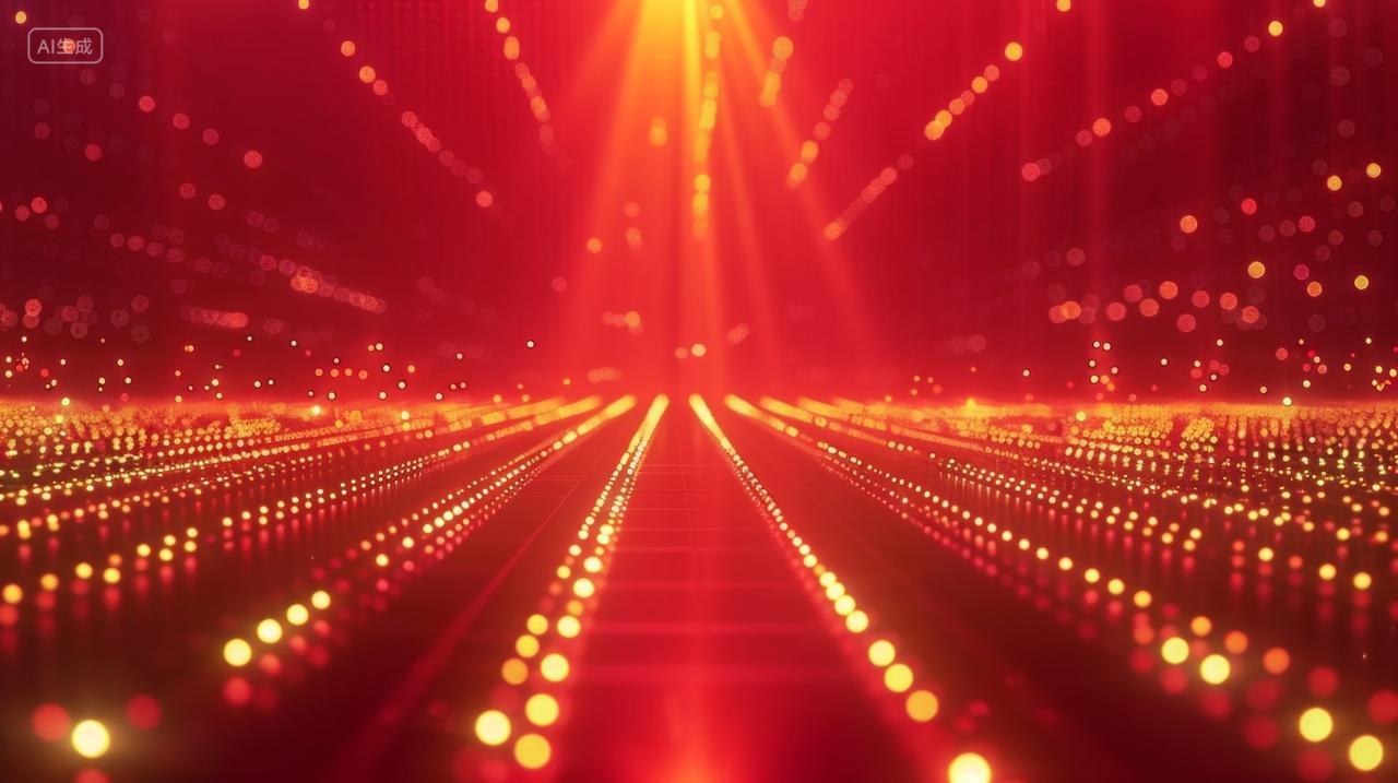 年会庆典红色舞台灯光背景