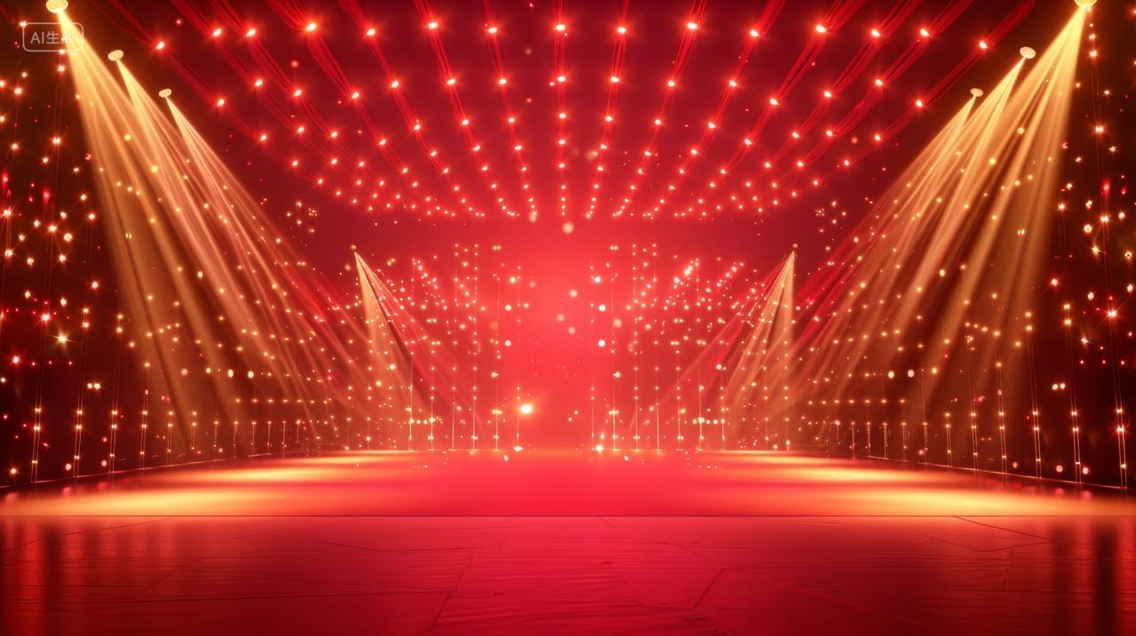 年会庆典红色舞台灯光背景