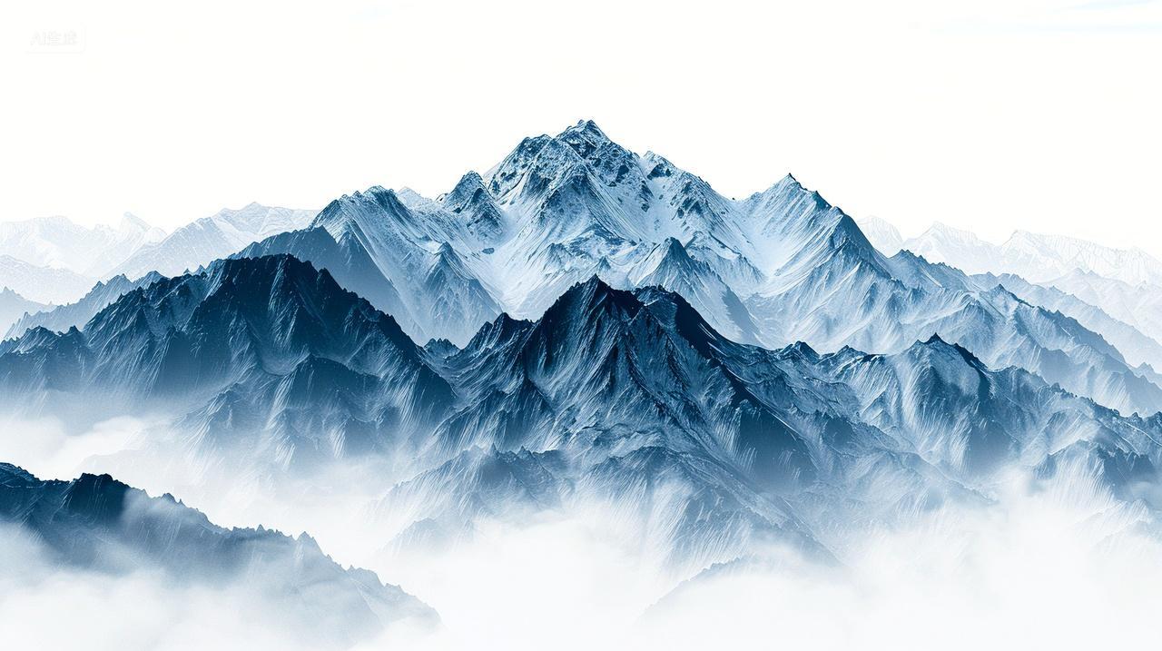 山脉的黑白色调