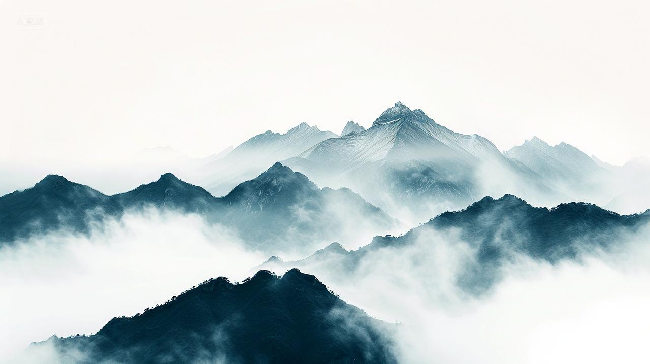 山脉的黑白色调