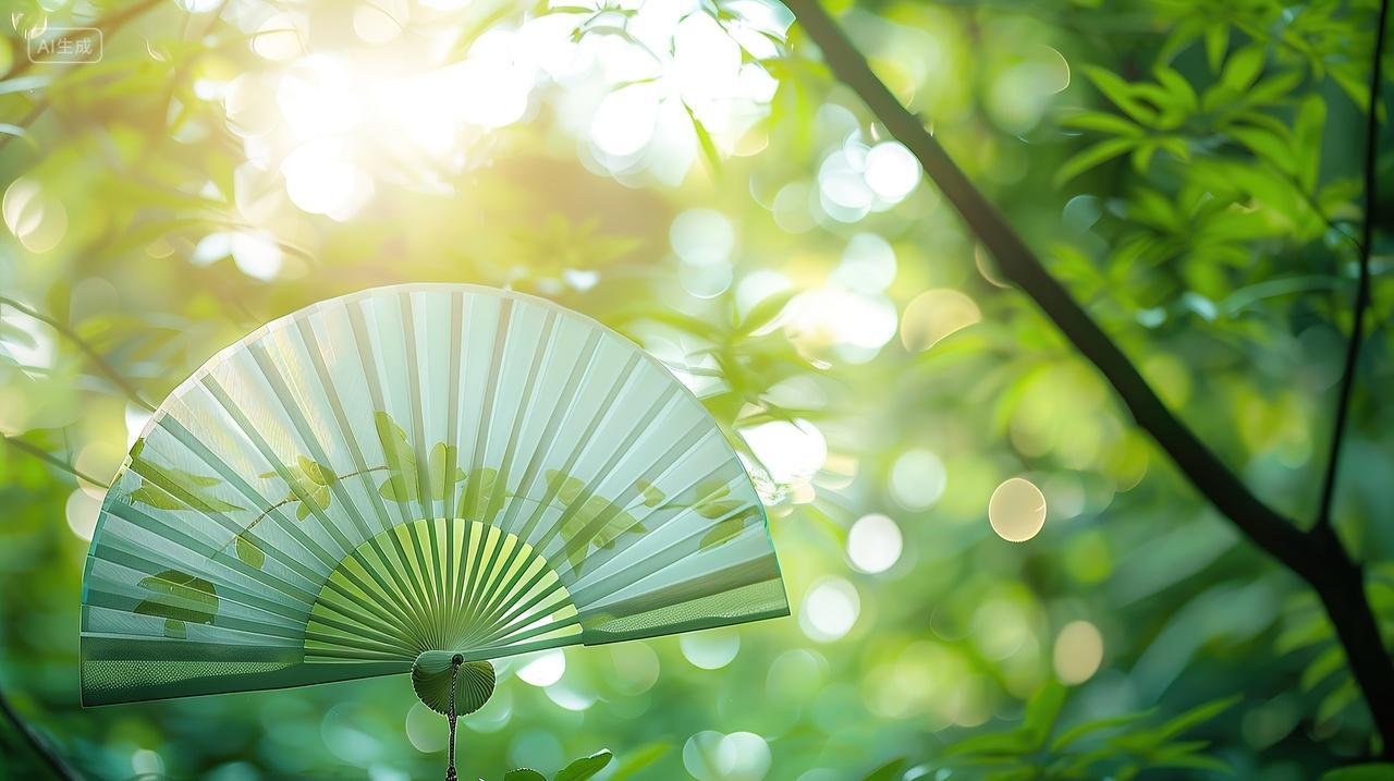 一把扇子夏天背景