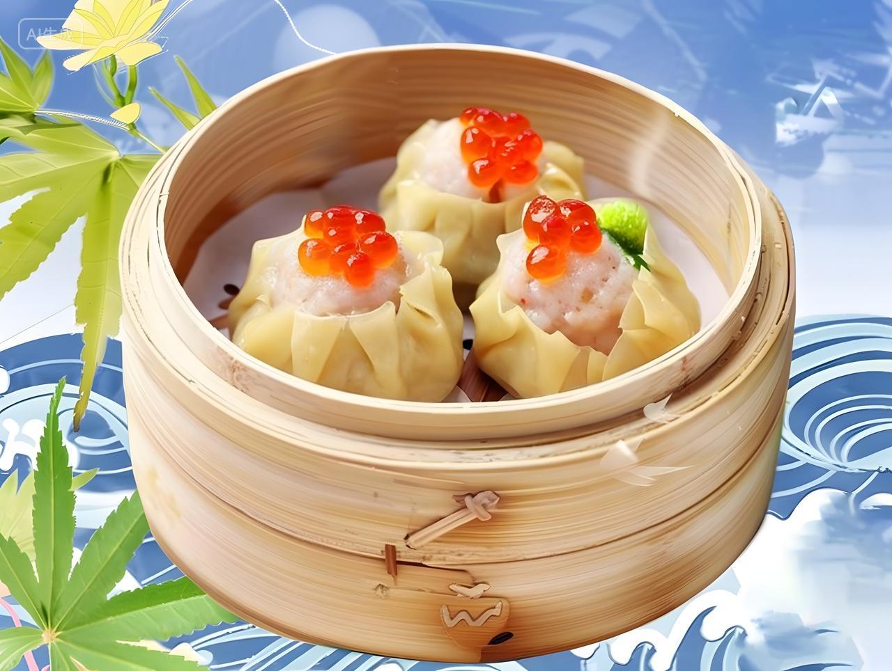 餐饮美食广式早茶好几笼蒸饺早点食物图片