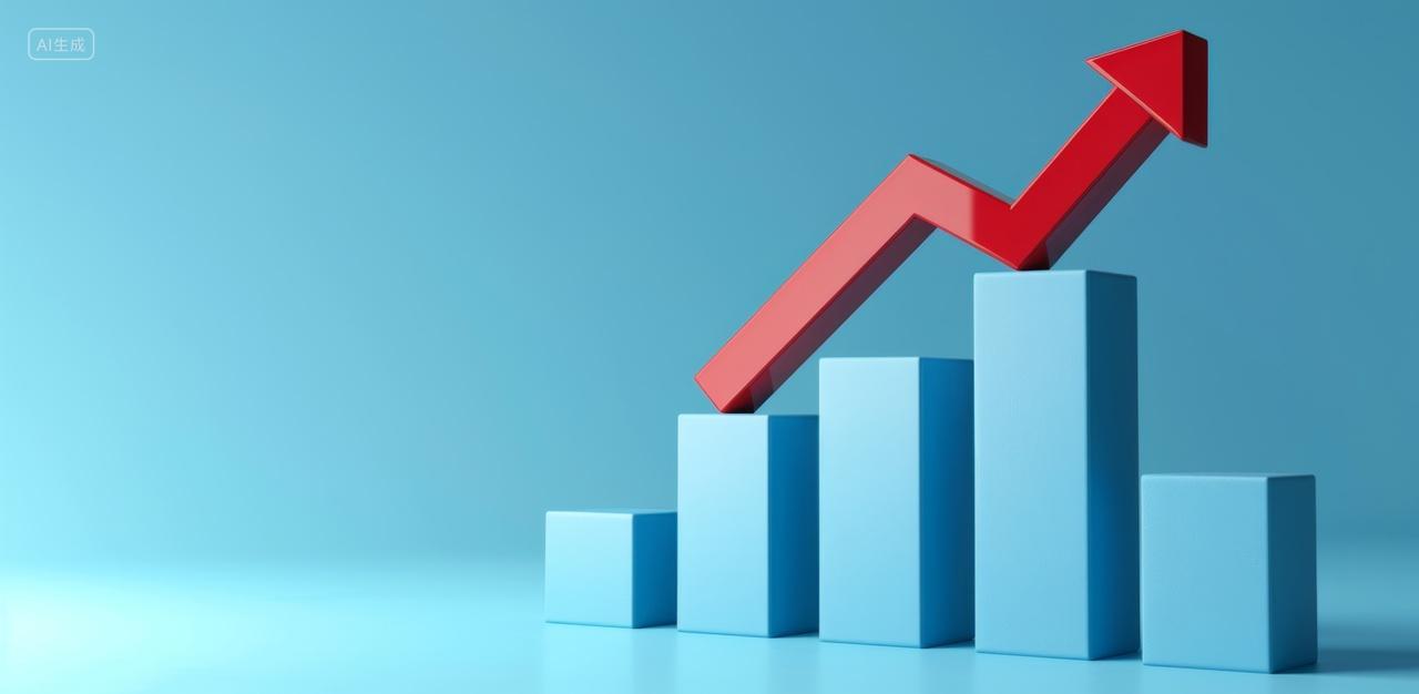 3D金融概念插图红色箭头和增长的趋势