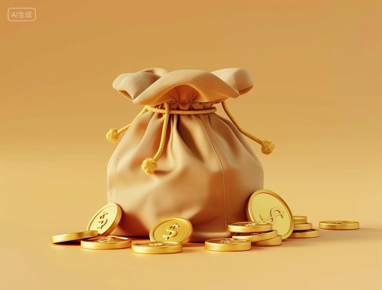 装满金币的金色钱袋