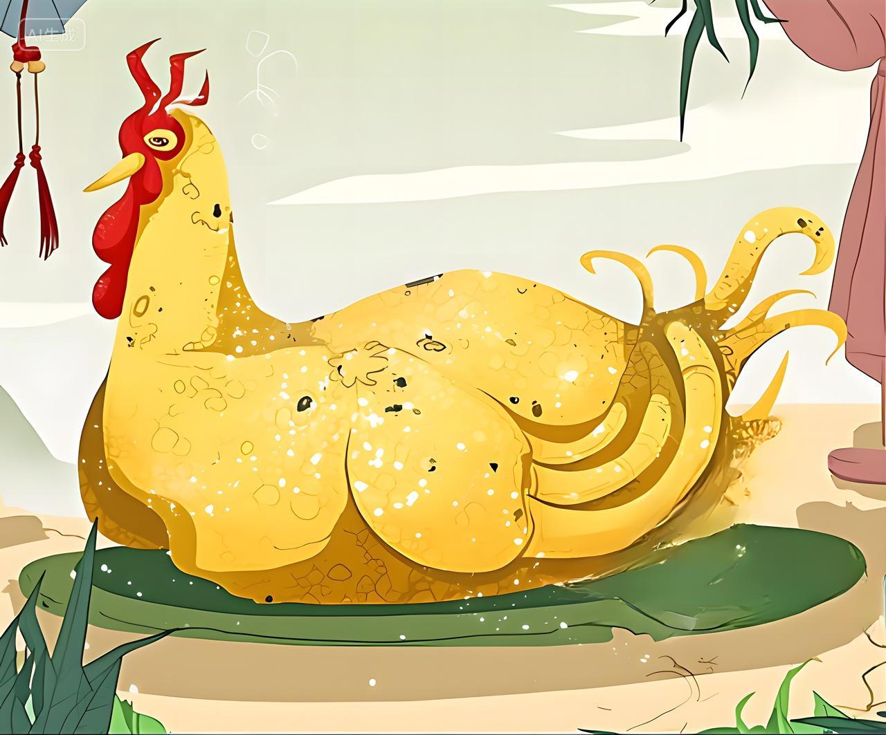 餐饮美食鸡正面拍摄插画风文昌鸡图片