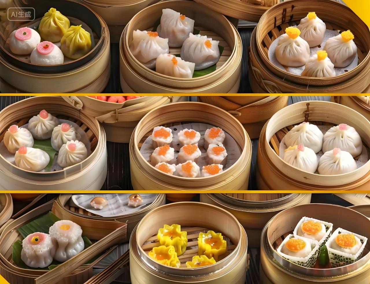 餐饮美食实拍风美味广式早茶好几笼早点食物图片