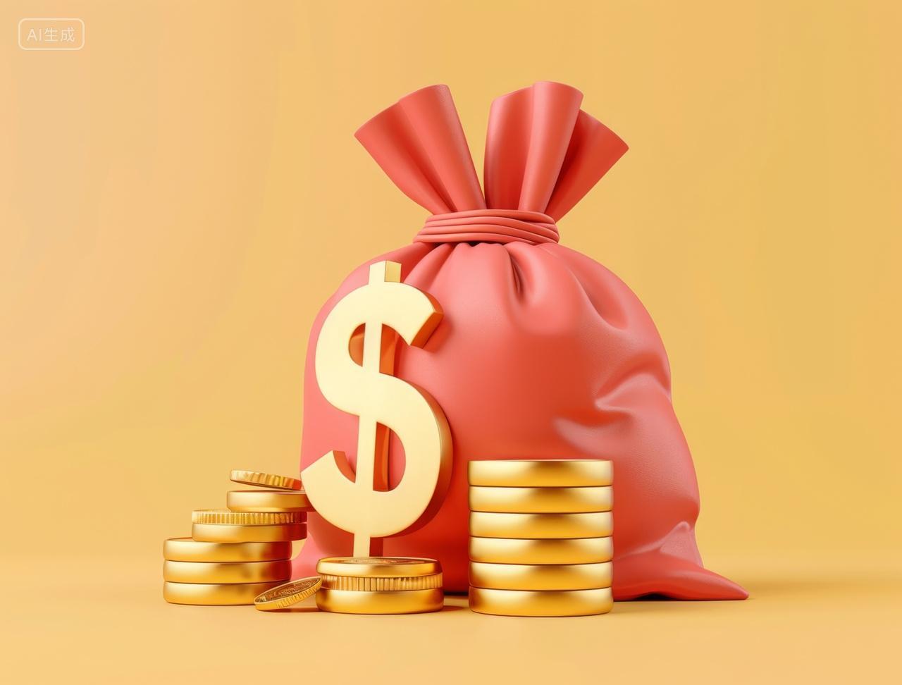 装满金币的红色钱袋