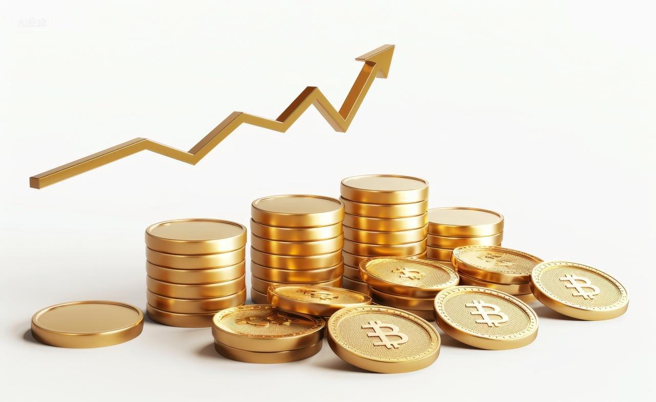 3D金融概念插图比特币价格上涨
