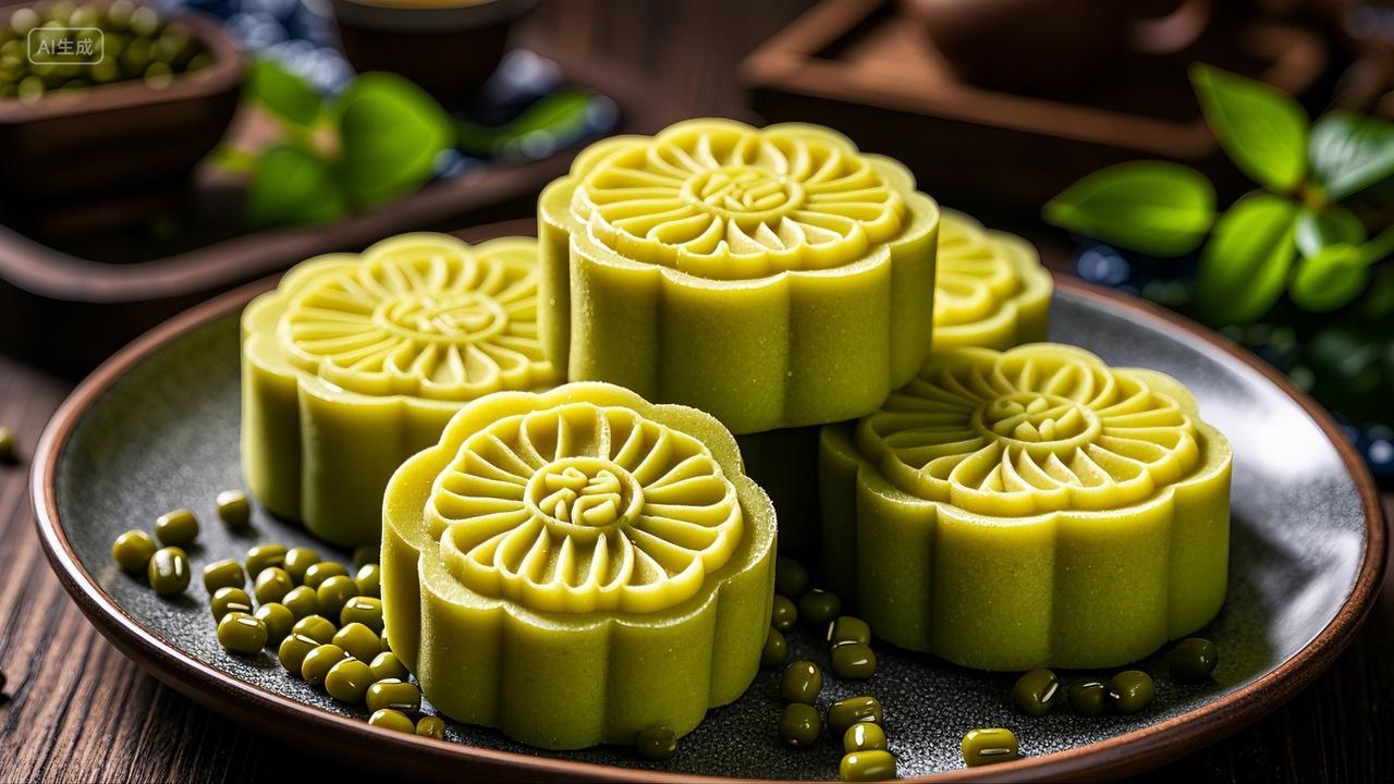 绿豆糕零食糕点甜点美食背景