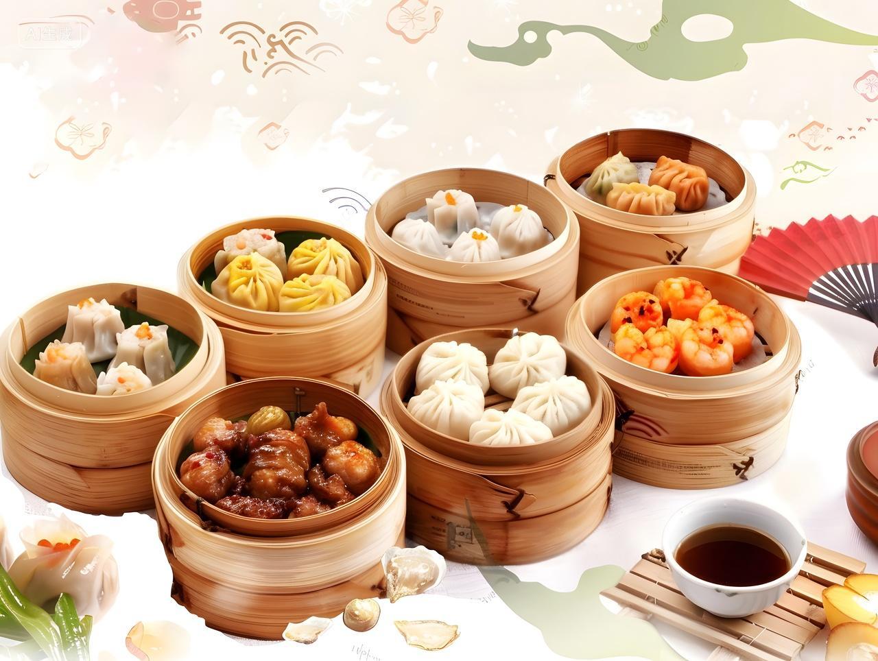 餐饮美食实拍风美味可口的广式早茶早点食物图片