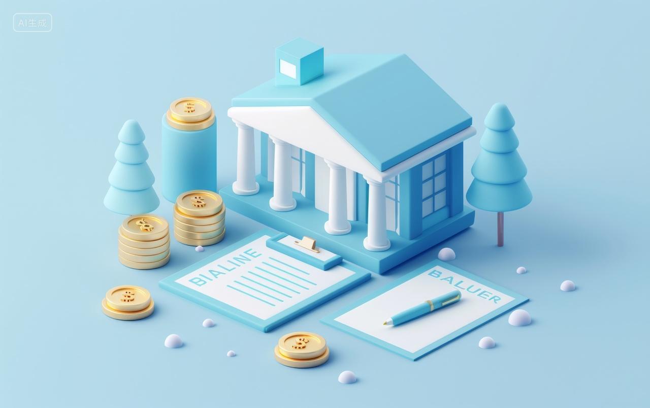 金融科技3D渲染财富银行建筑