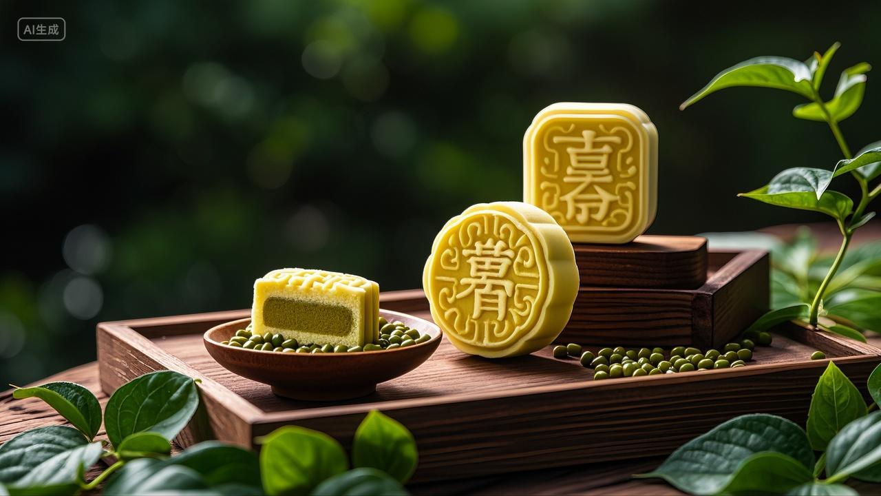 绿豆糕零食点心糕点美食背景