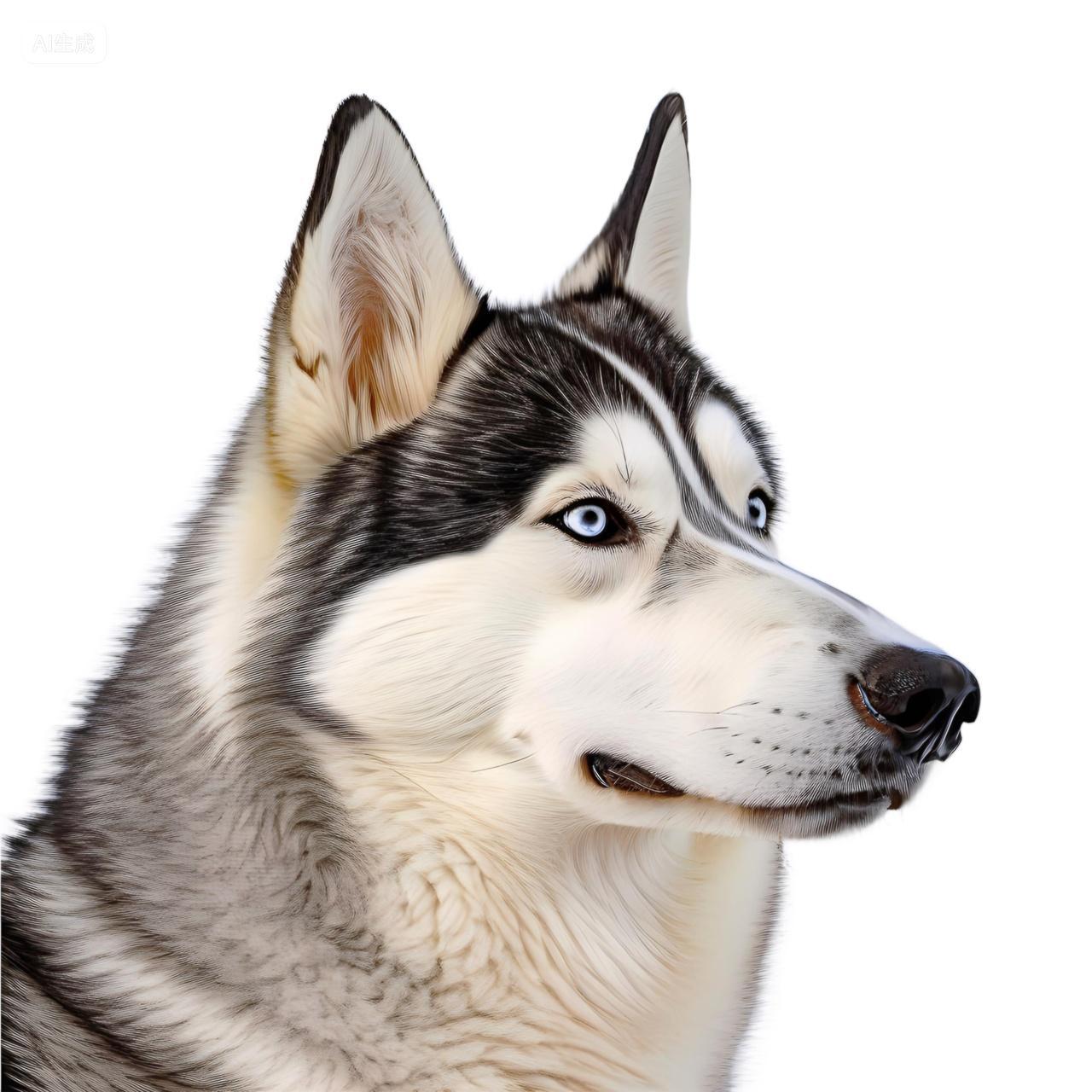 二哈狗哈士奇宠物狗头部特写高清白底图片